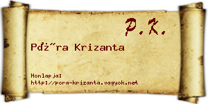 Póra Krizanta névjegykártya